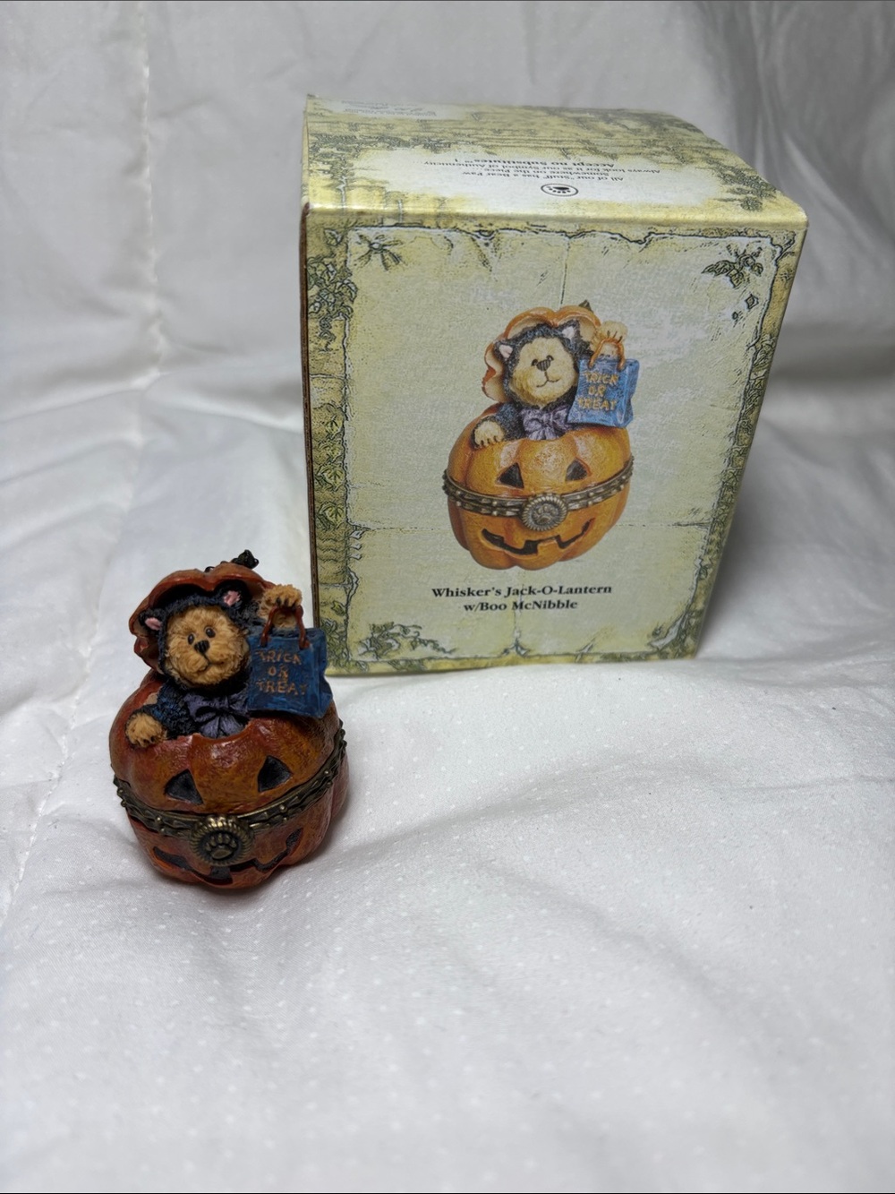 Boyds Bears Whisker's Jack-O-Lantern Trinket Box w/ Boo McNibble